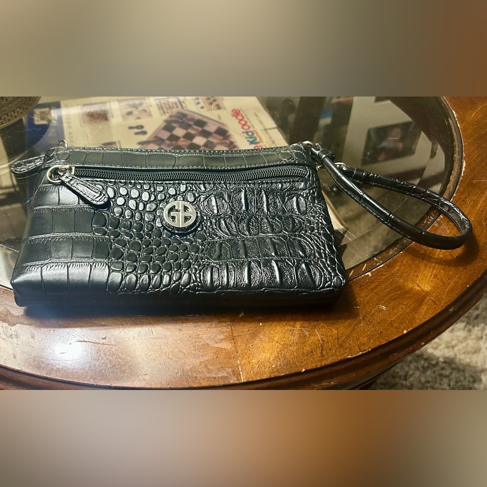 Giani Bernini Black Croc Embossed Clutch